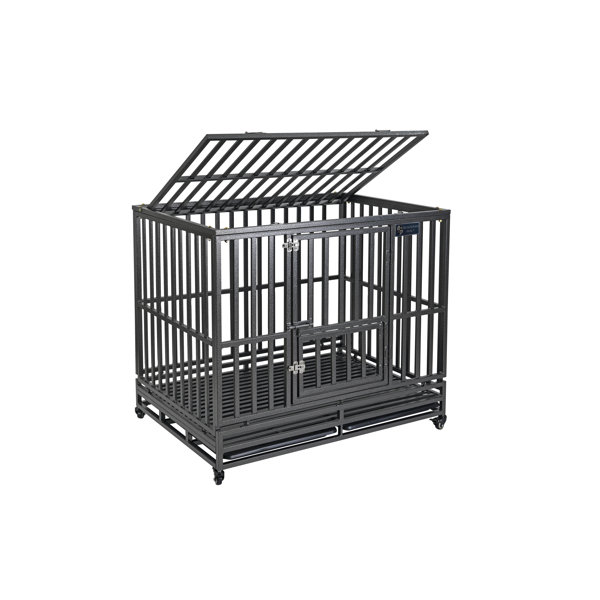 DAVYLINE 3Doors 42” Heavy Duty Metal Dog Kennels & Crates, InOutdoor